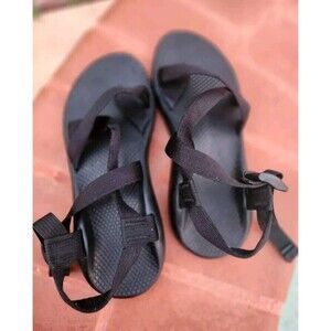 CHACO Classic Solid Black Strappy Sport Sandals Flat Size W10